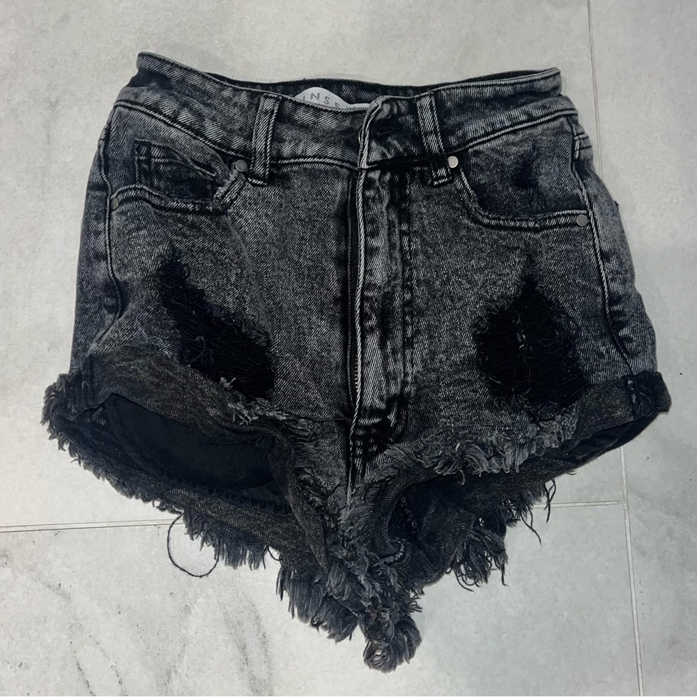 Tinseltown Black Distressed Jean Shorts